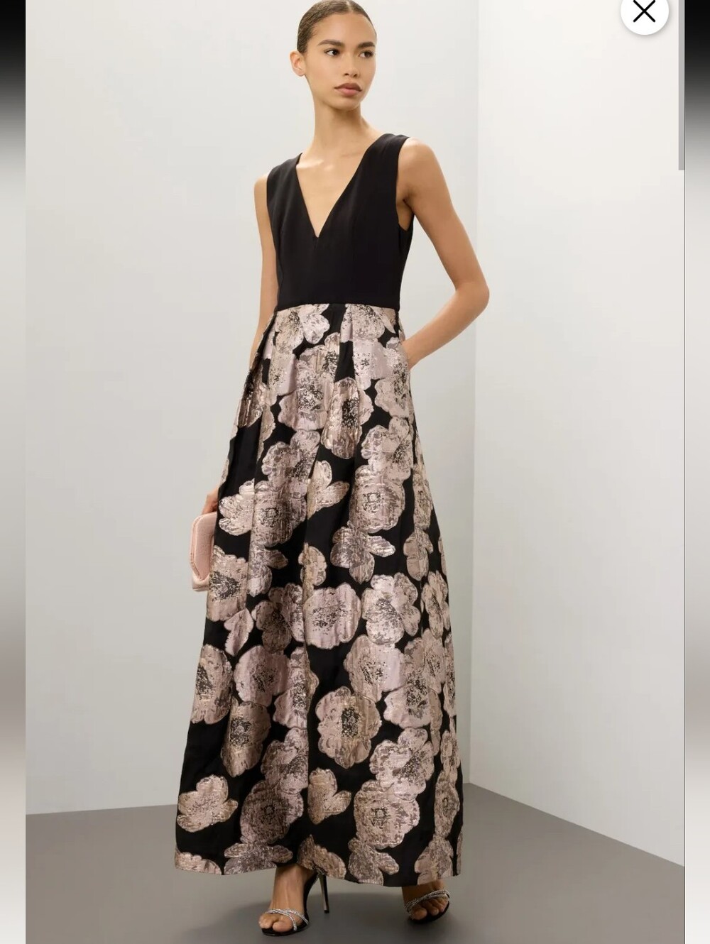 Hutch Black Floral Jacquard Gown Size 22W